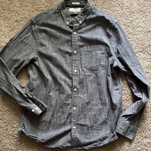 Gray Casual Button Down Shirt with Washed Look
